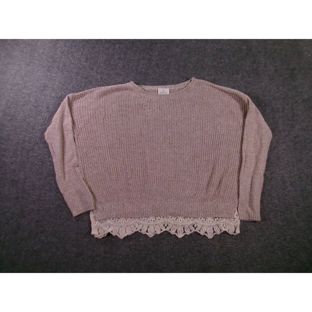 Pins And Needles Sweater Women Extra Small Oatmeal Lagenlook Lounge Cozy Lace